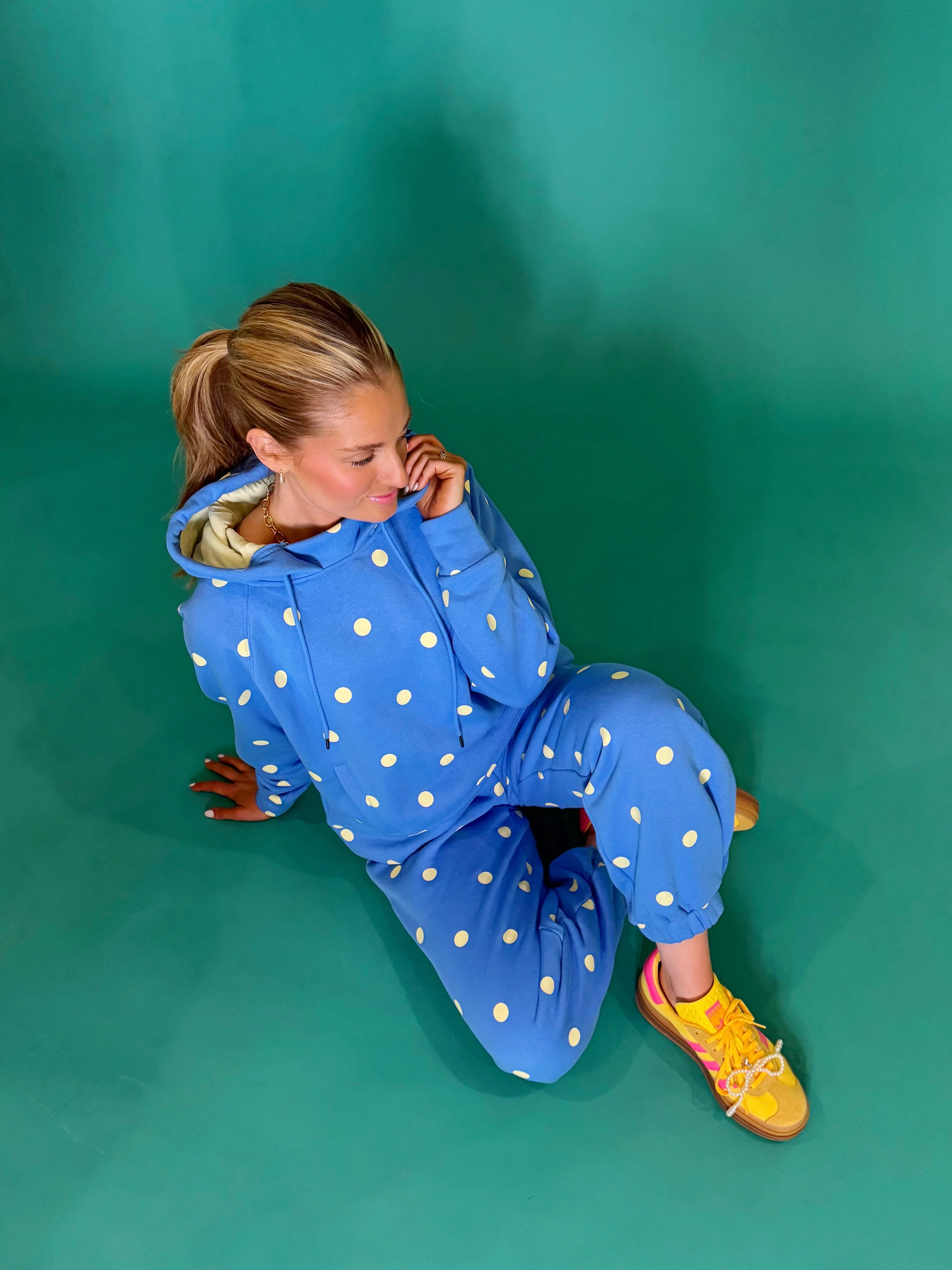 Blue Butter Polka Dot Sweatsuit Set - Hoodie & Sweatpants - Image 4