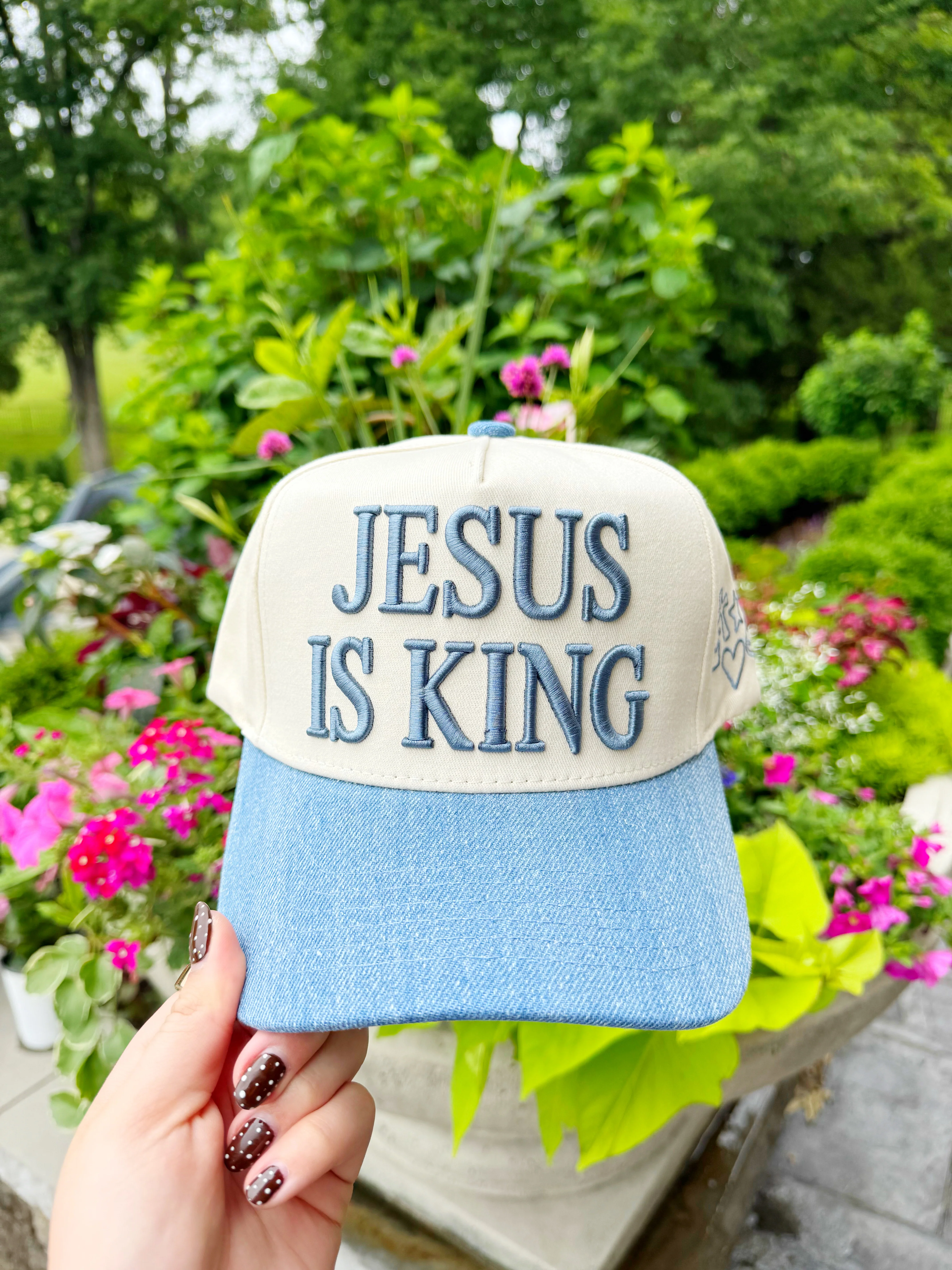 Jesus Clip Art Denim Hat-Pre Order - Image 3