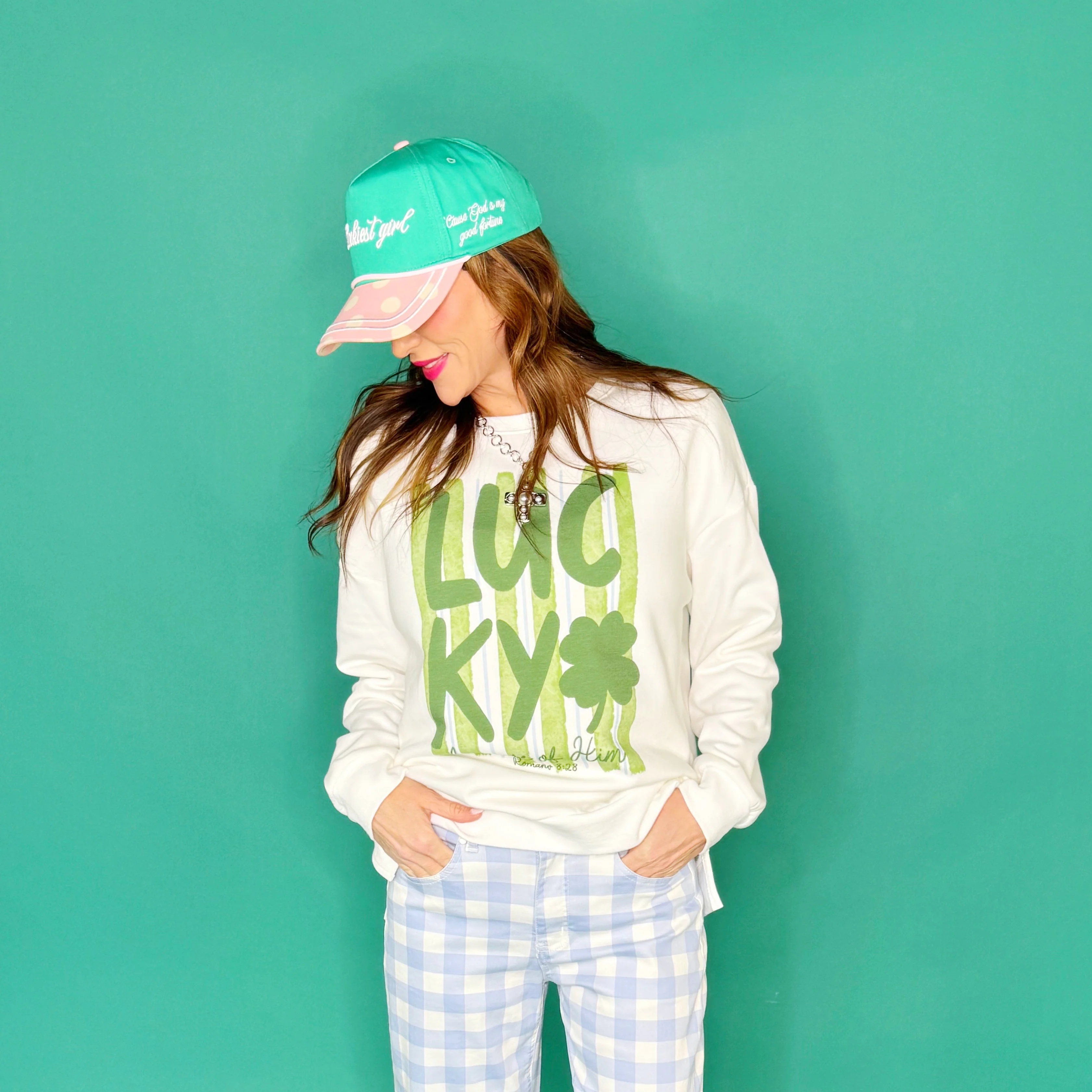 Lucky because of Him Poppy & Pine Sweatshirt - Image 2