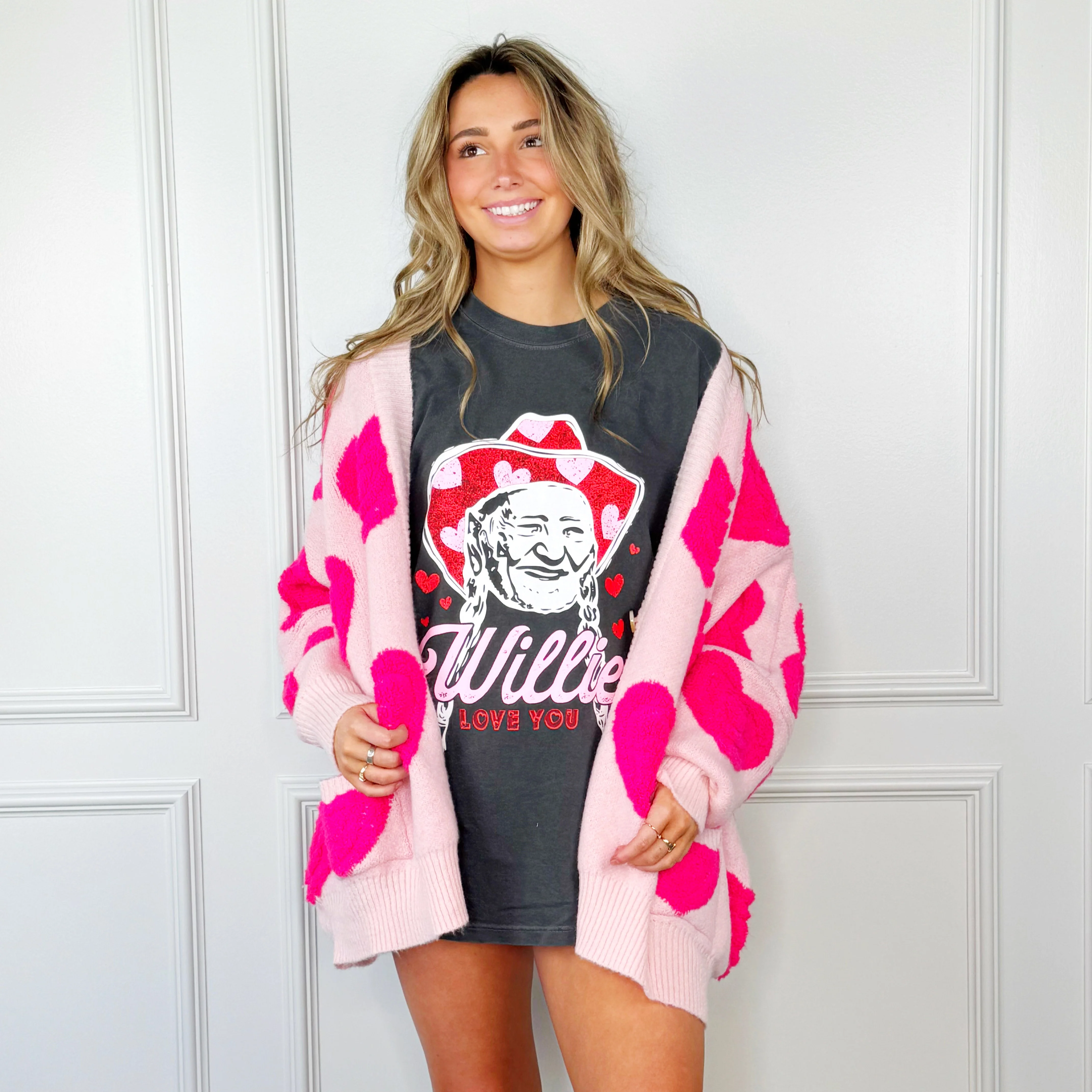 Pink Big Heart Cardigan - Image 4